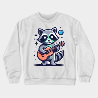 Raccoon Guitarist - Cute Funny Kawaii Crewneck Sweatshirt